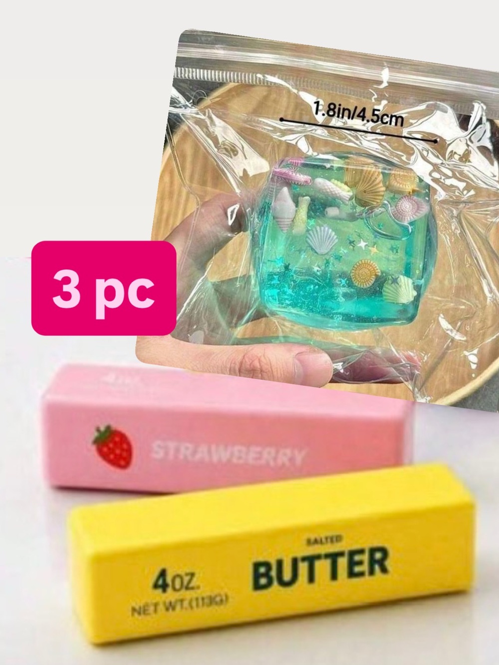 Squishy set of 3- Blue, Pink, Yellow